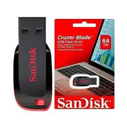 SanDisk Cruzer Blade - Unidad flash USB - 64 GB - USB 2.0 - negro, rojo