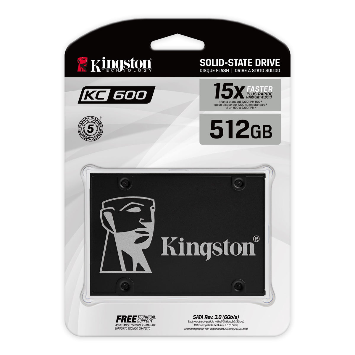 Kingston KC600 - SSD - cifrado - 512 GB - interno - 2.5" - SATA 6Gb/s - AES de 256 bits - TCG Opal E