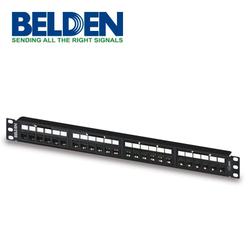 BELDEN CAT6 Patch Panel, 24 Port, 1U DC6PPF1U24BK