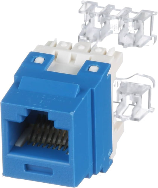 PANDUIT Conector Jack Estilo 110 (de Impacto), Tipo Keystone, Categoría 6, de 8 posiciones y 8 cables, Color AzuL